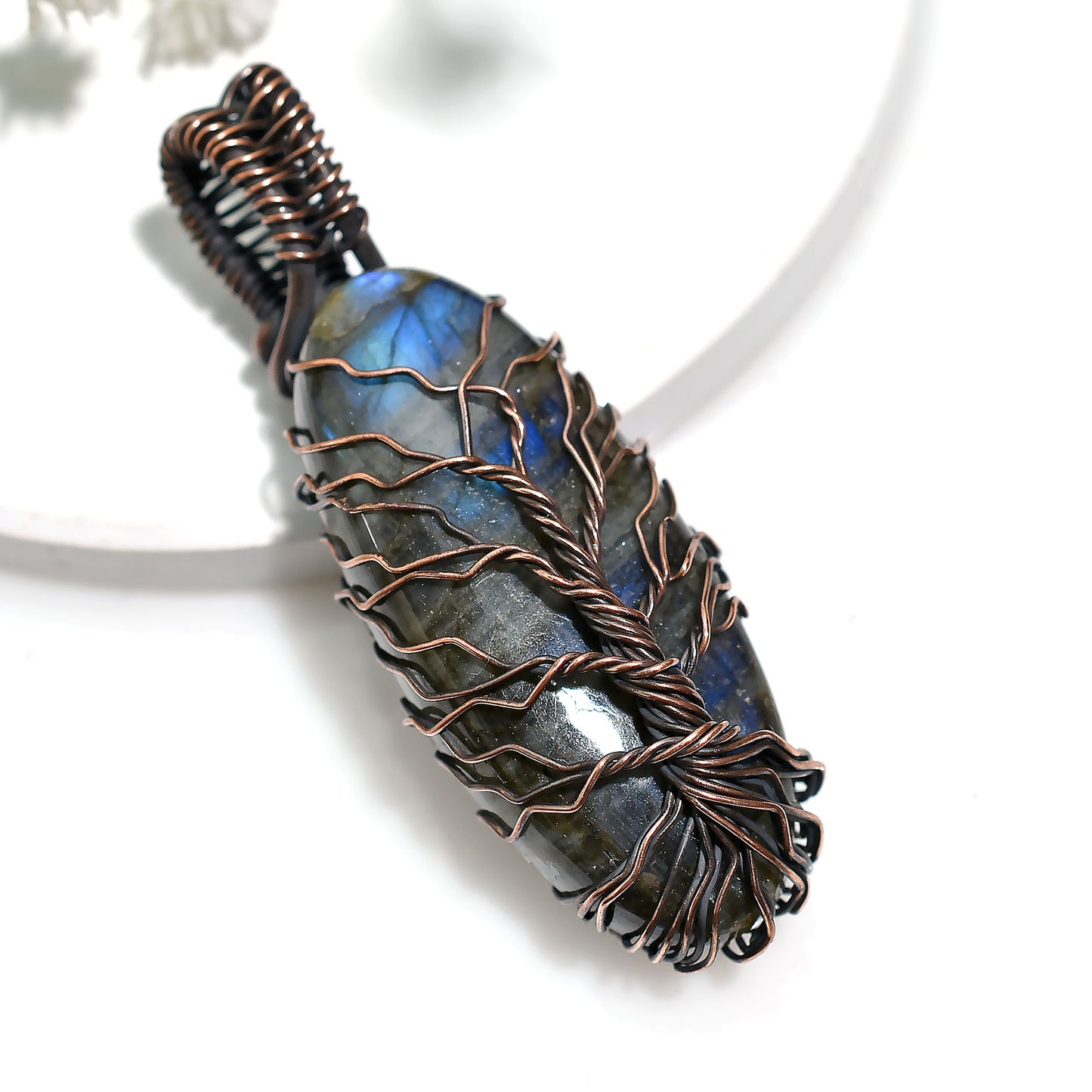 Spiritual Labradorite Gemstone Pendant – Wholesale Wire Wrapped Copper Necklace