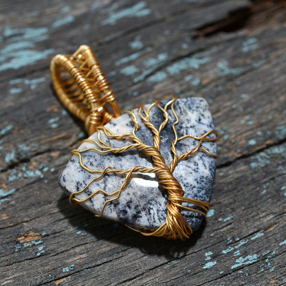 Attractive Dendrite Gemstone Pendant – Wholesale Gold Wire Wrapped Crystal Jewelry