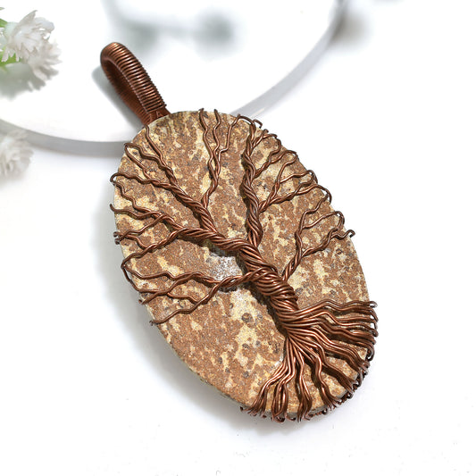 Amazing Psilomelane Gemstone Copper Wire Wrapped Pendant - Wholesale Handcrafted Amulet