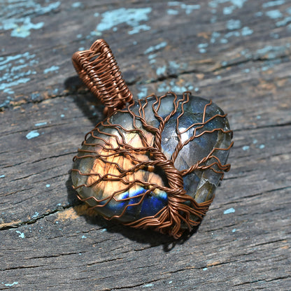 Wholesale Labradorite Copper Wire Wrapped Pendant – Handcrafted Flashy Gemstone Amulet Jewelry