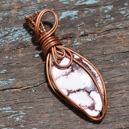 Handmade Wild Horse Copper Wire Wrapped Pendant – Wholesale Natural Magnesite Gemstone Jewelry