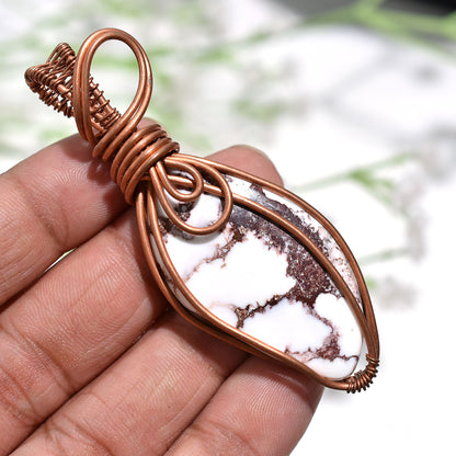Handmade Wild Horse Copper Wire Wrapped Pendant – Wholesale Natural Magnesite Gemstone Jewelry