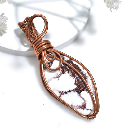 Handmade Wild Horse Copper Wire Wrapped Pendant – Wholesale Natural Magnesite Gemstone Jewelry