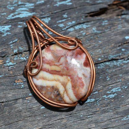 Round Mookaite Jasper Copper Wire Wrapped Pendant Gemstone - Wholesale Natural Australian Jasper Artisan Jewelry