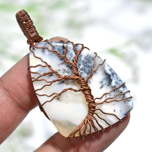 Bohemian Dendrite Opal Pendant Copper Wire Wrapped Pendant-Wholesale Gemstone Jewelry
