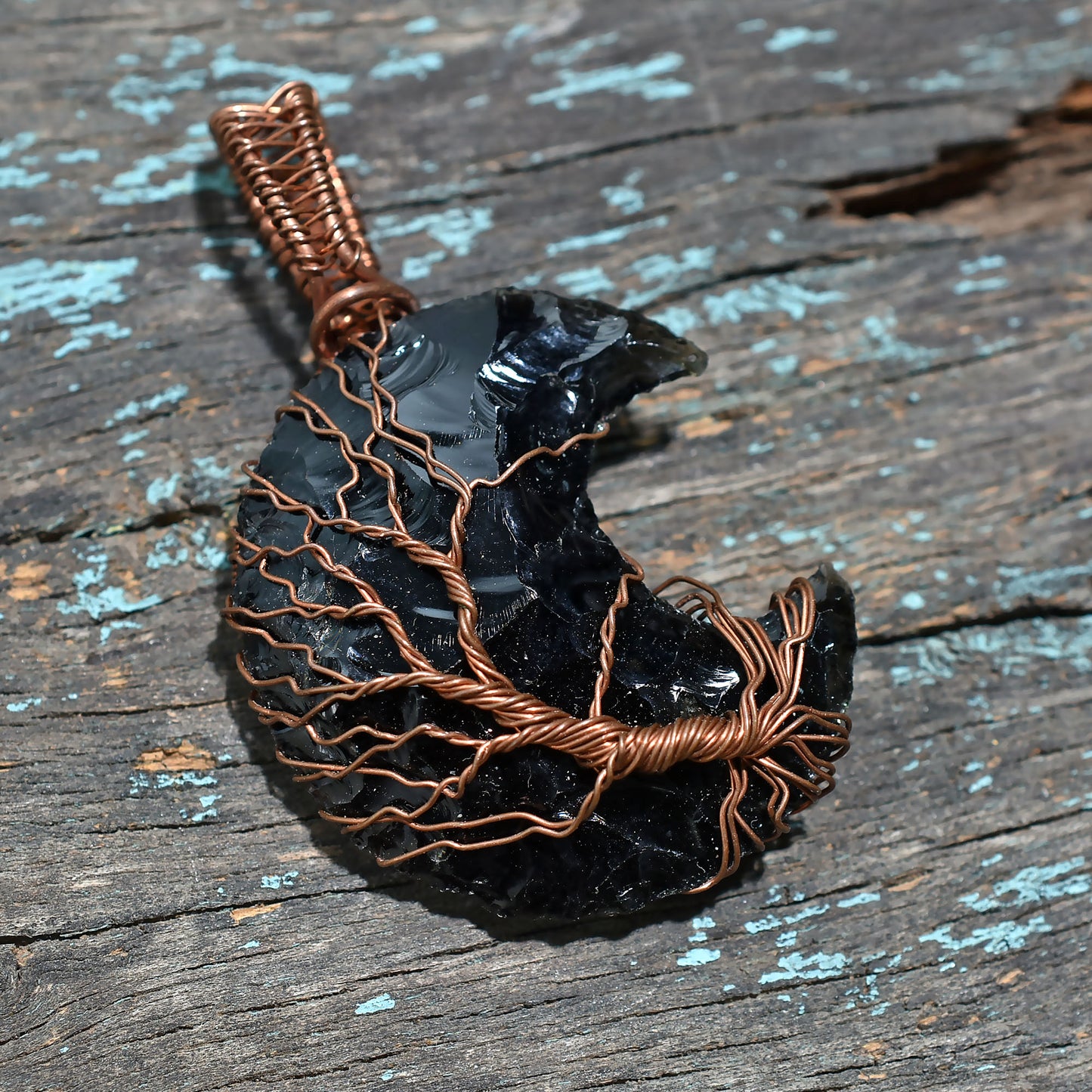 Elegant Black Opalite Copper Wire Wrapped Stone Pendant – Handmade Healing Wholesale Necklace