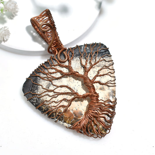 Wholesale Dendrite Opal Tree of Life Gemstone Pendant – Copper Wire Wrapped Handmade Crystal Jewelry