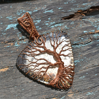 Wholesale Dendrite Opal Tree of Life Gemstone Pendant – Copper Wire Wrapped Handmade Crystal Jewelry