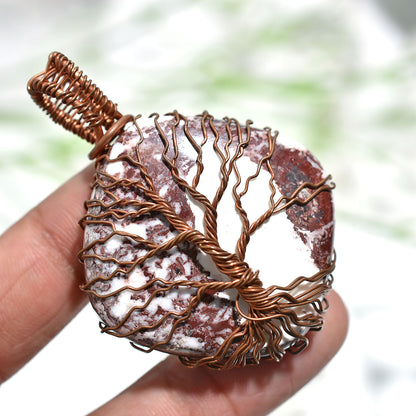 Amazing Wild Horse Jasper Tree of Life Pendant – Copper Wire Wrapped Handmade Gemstone Jewelry