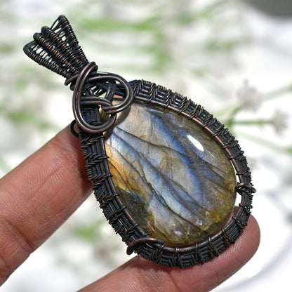 Unique Labradorite Pendant Copper Wire Wrapped Wholesale Gemstone Jewelry