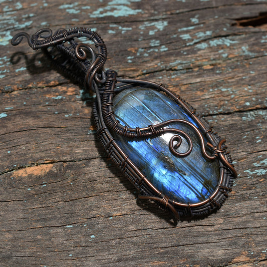 Wholesale Labradorite Copper Wire Wrapped Gemstone Pendant – Handmade Crystal Necklace Gift
