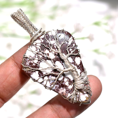 Wild Horse Jasper Tree of Life Pendant – Silver Wire Wrapped Handmade Gemstone Jewelry