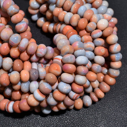 Desert Sunset Opal Beads – Earthy Peach & Blue Rondelle for Statement Gemstone Jewelry