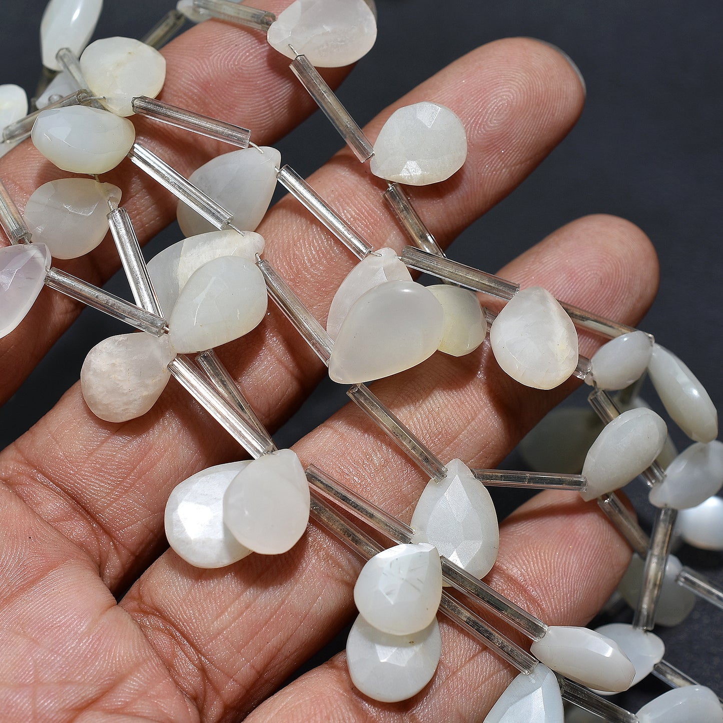Natural Shimmering Faceted White Moonstone Beads - Wholesale Gemstones for Jewelry Making