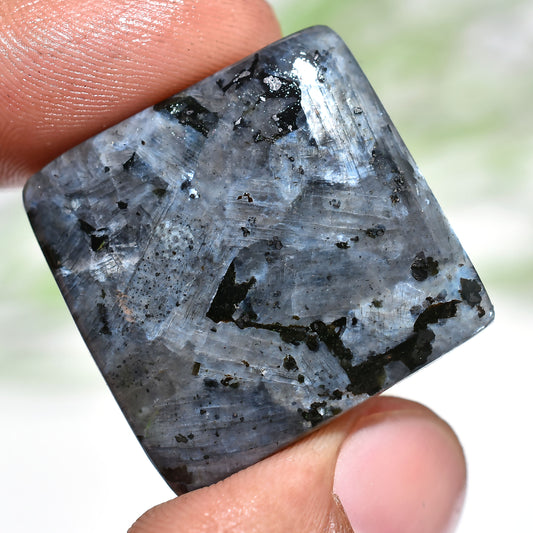 Square Polished Larvikite Gemstone Cabochons – Unique Flashy Jewelry Stones(25x25x5mm,/50ct)