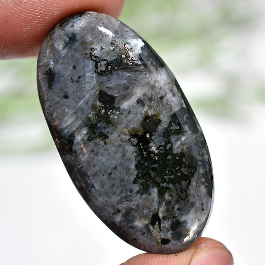 Larvikite Cabochon Gemstones – Smooth Oval Flat Back Polished Stones(42x24x4mm,/55ct)