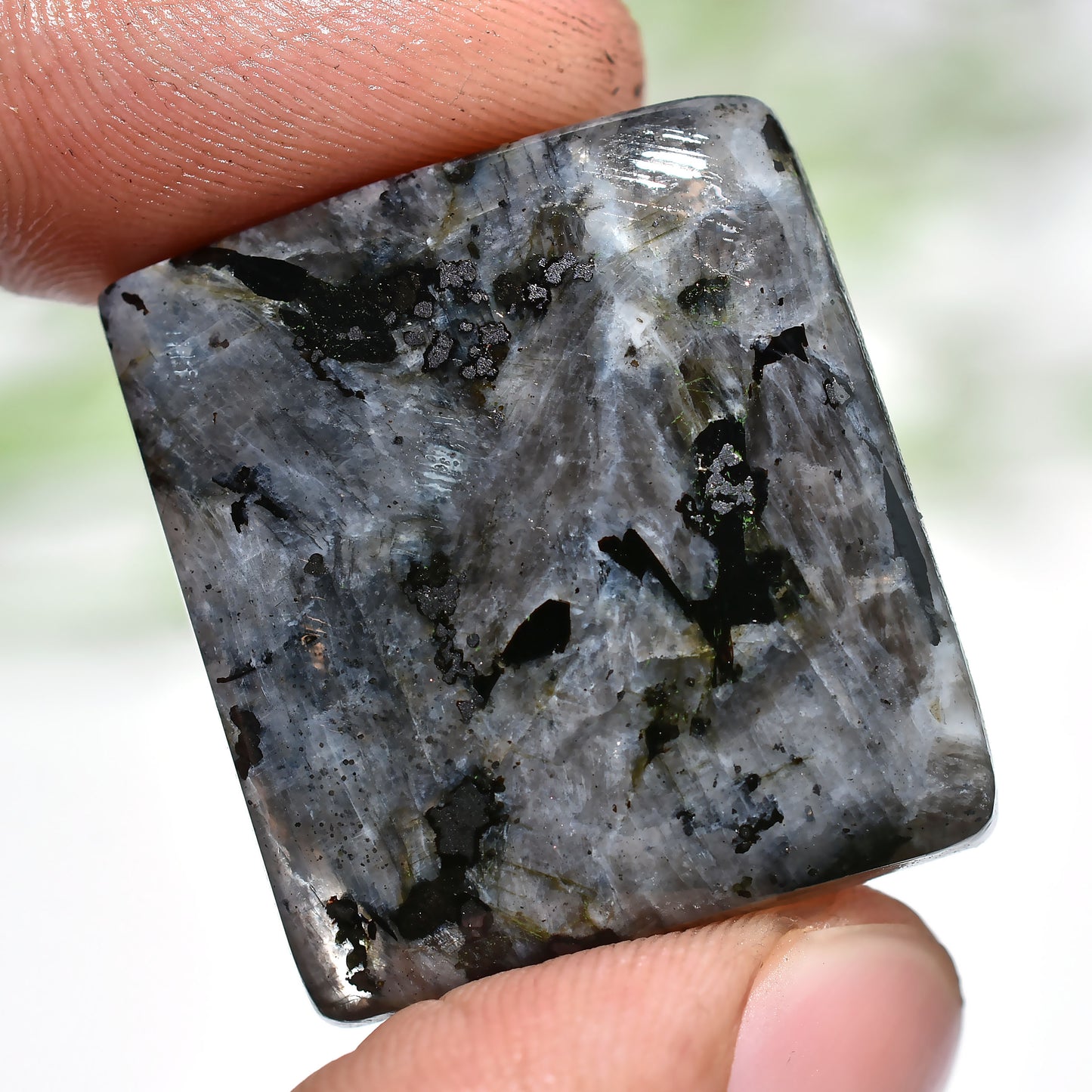 Larvikite Cabochon Gemstones – Smooth Rectangle Flat Back Polished Stones(28x25x5mm,/50ct)