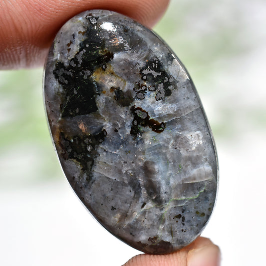 Polished Larvikite Cabochons – Oval Shape Flat Back Jewelry Stones(35x21x7mm,/50ct)