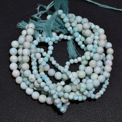 Polished Peru Opal Round Beads – Soft Blue Tones Gemstone for Jewelry Crafts