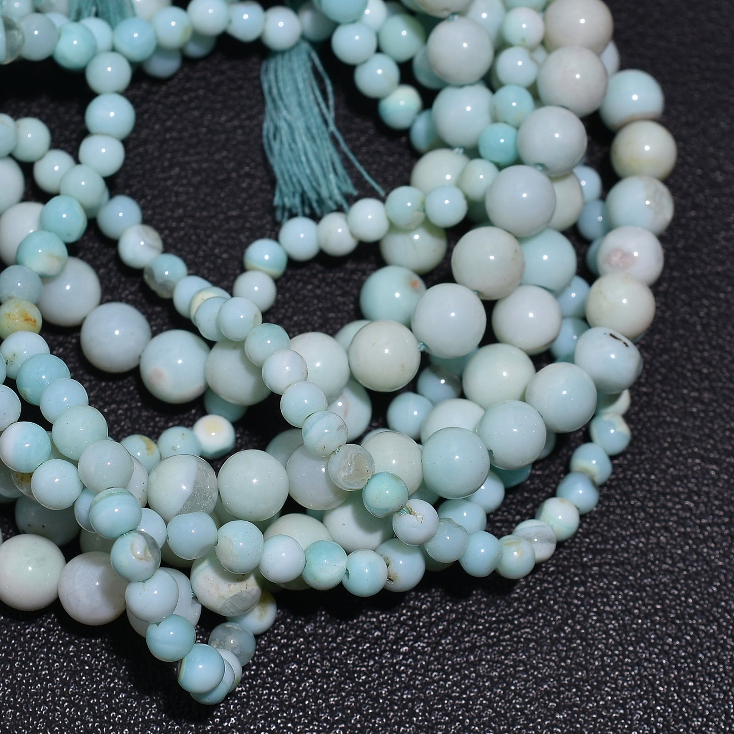 Polished Peru Opal Round Beads – Soft Blue Tones Gemstone for Jewelry Crafts