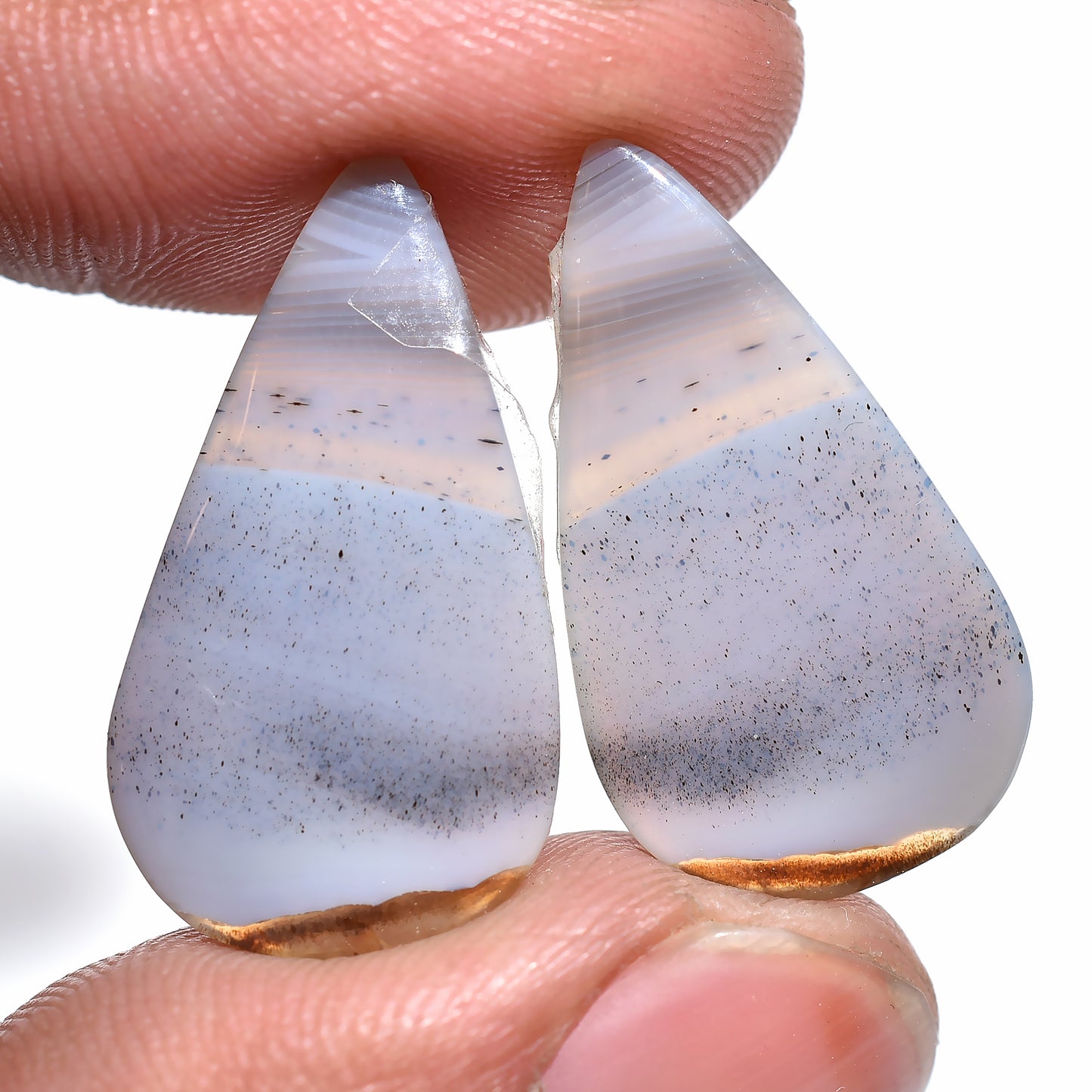 Natural Montana Agate Earring Pair Cabochon, Pear Shape Matching Gemstones