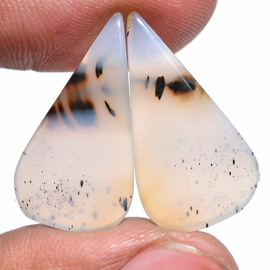 Pear Shape Natural Montana Agate Earring Pair Cabochon, Matching Gemstones
