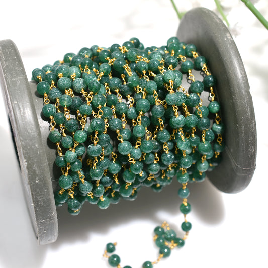 Royal Emerald Rosary-Luxurious Gold Plated Smooth Beads for Spiritual Connection