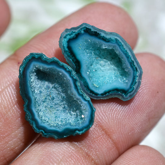 High Dome Solar Quartz Geode Gemstone Pair – Sparkling Fancy Druzy Window Crystal for Wholesale Jewelry