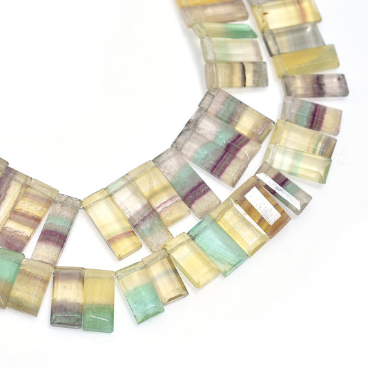 Premium Fluorite Rectangular Gemstone Beads – Colorful Crystal Wholesale Strand For Custom Jewelry