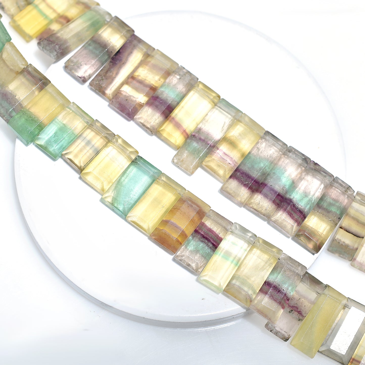Premium Fluorite Rectangular Gemstone Beads – Colorful Crystal Wholesale Strand For Custom Jewelry