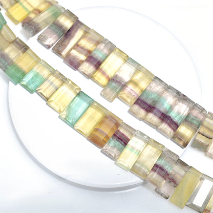 Premium Fluorite Rectangular Gemstone Beads – Colorful Crystal Wholesale Strand For Custom Jewelry