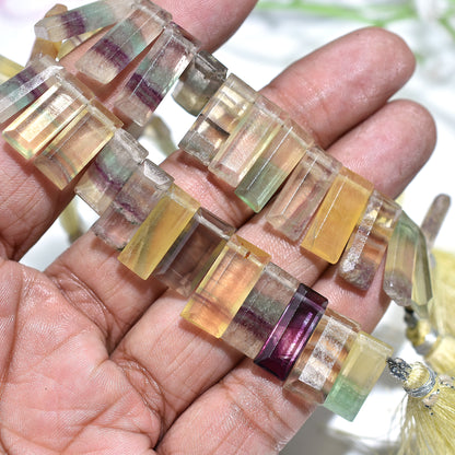 Premium Fluorite Rectangular Gemstone Beads – Colorful Crystal Wholesale Strand For Custom Jewelry