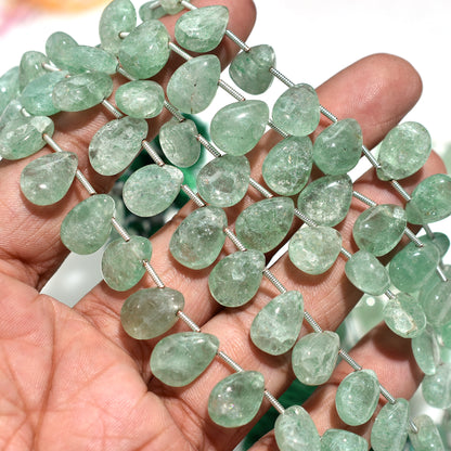Delicate Green Fluorite Smooth Pear Beads  –  Natural Gemstone Wholesale Strand For Jewelry Makers