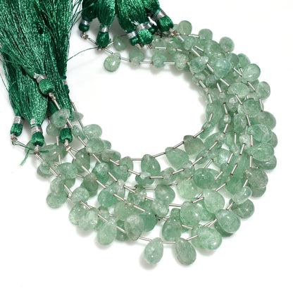 Delicate Green Fluorite Smooth Pear Beads  –  Natural Gemstone Wholesale Strand For Jewelry Makers
