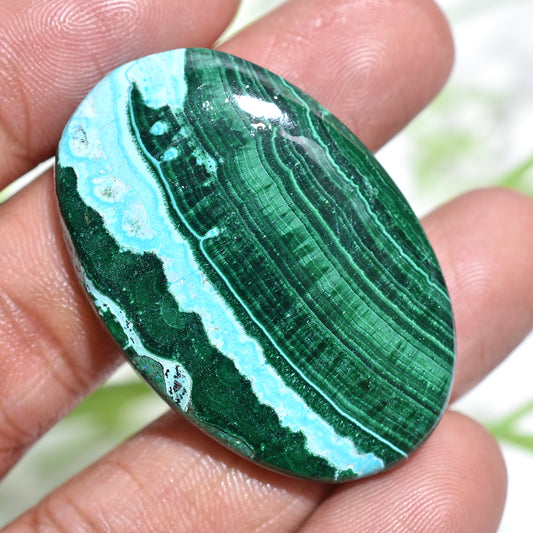 Smooth Oval Malachite Cabochon - Natural Green Crystal Stone for Custom Pendants