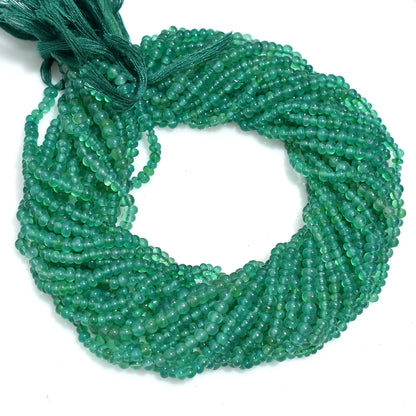 Natural Green Onyx Smooth Rondelle Beads – 13 Inch Strand Wholesale Gemstone For Jewelry Making