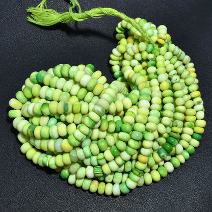 Parrot Green Opal Smooth Rondelle Gemstone Beads 16 Inch Strand Wholesale String For DIY Jewelry