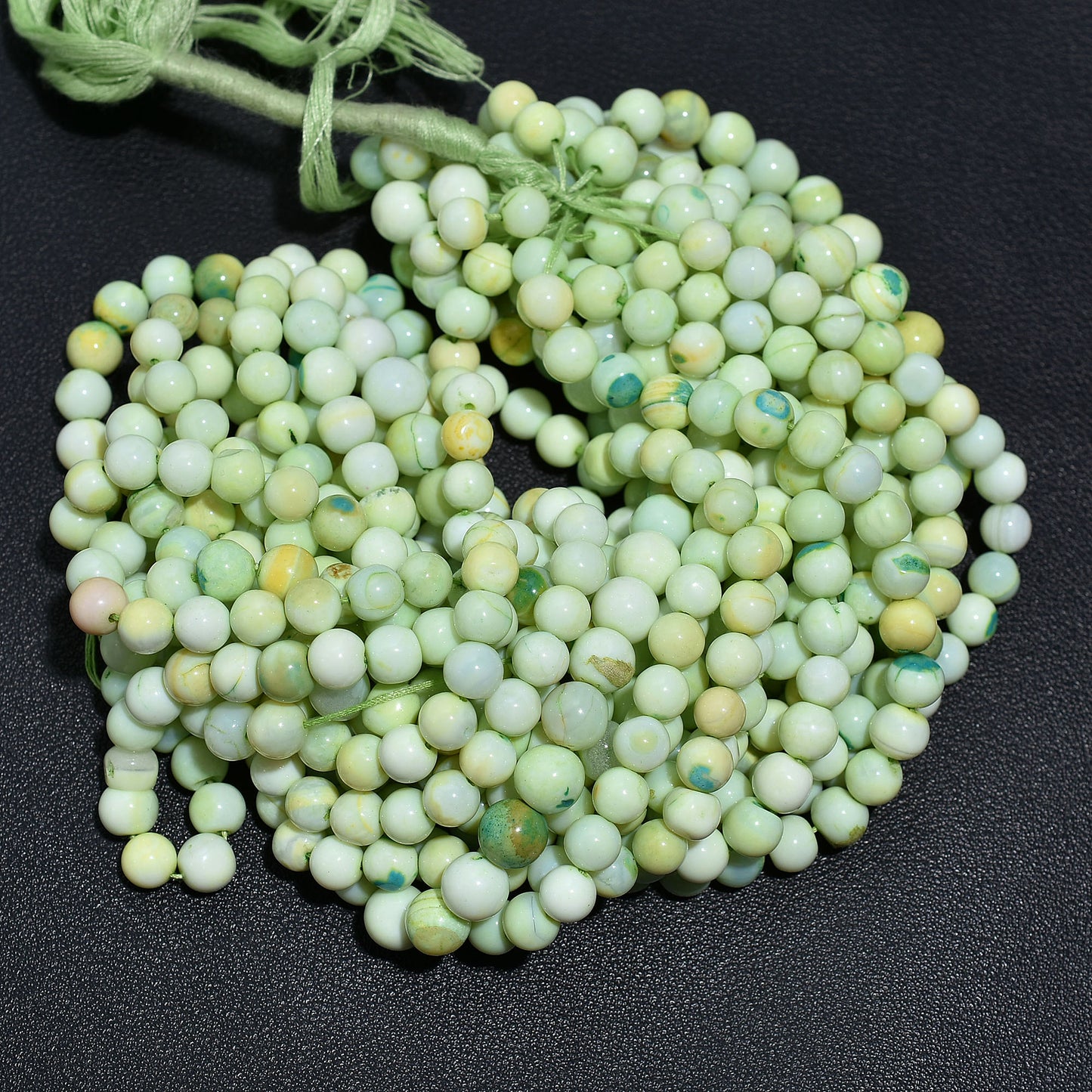 Mint Bloom Green Opal Smooth Round Gemstone Beads - 16 Inch Wholesale Strand For Designers & Crafters