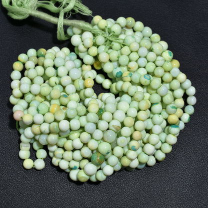Mint Bloom Green Opal Smooth Round Gemstone Beads - 16 Inch Wholesale Strand For Designers & Crafters