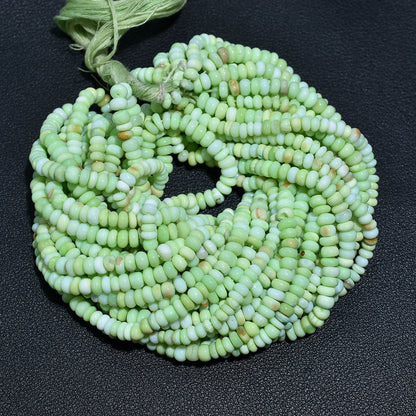 Pistachio Green Opal Smooth Rondelle Gemstone Beads, 16 Inch Wholesale Strand For Jewelry And Crafts