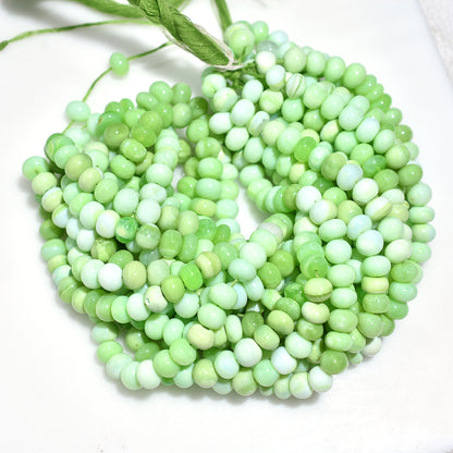 Elegant Green Opal Smooth Rondelle Gemstone Beads - 16 Inch Wholesale Strand For Handmade Jewelry Projects