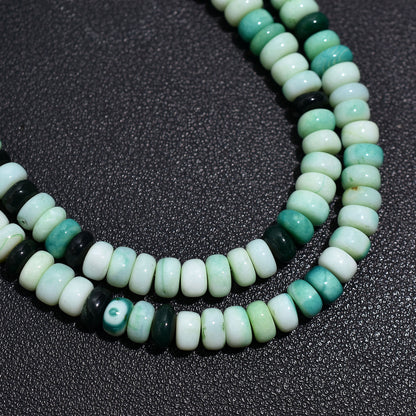 Earthy Green Opal Smooth Rondelle Beads – 7 Inch Gemstone Wholesale Strand For Designers & Crafters
