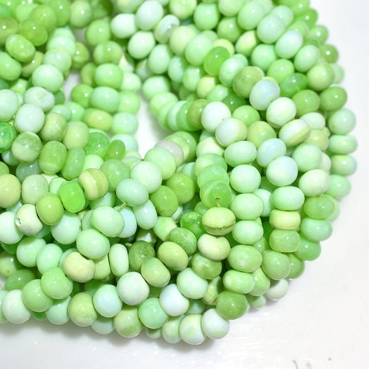 Elegant Green Opal Smooth Rondelle Gemstone Beads - 16 Inch Wholesale Strand For Handmade Jewelry Projects