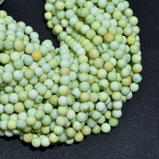 Vibrant Green Opal Smooth Round Beads - 16 Inch Wholesale Gemstone Strand For Crafting