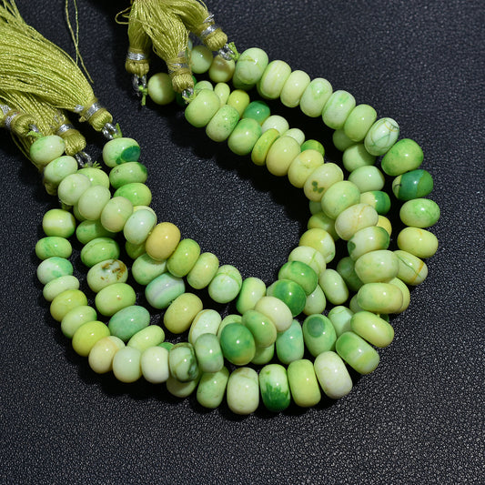 Lemon Green Opal Gemstone Beads – Smooth Rondelle 7 Inch Wholesale Strand For Jewelry Craft