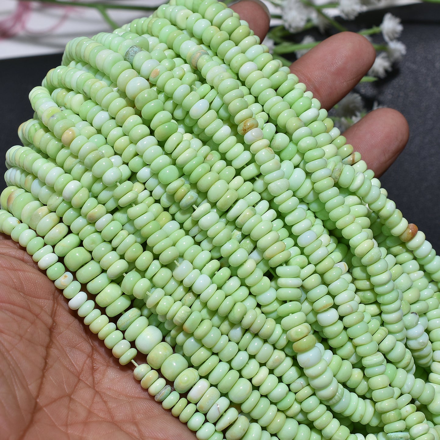 Soft Green Opal Beads – Light-Toned Gemstones for Custom Accessories