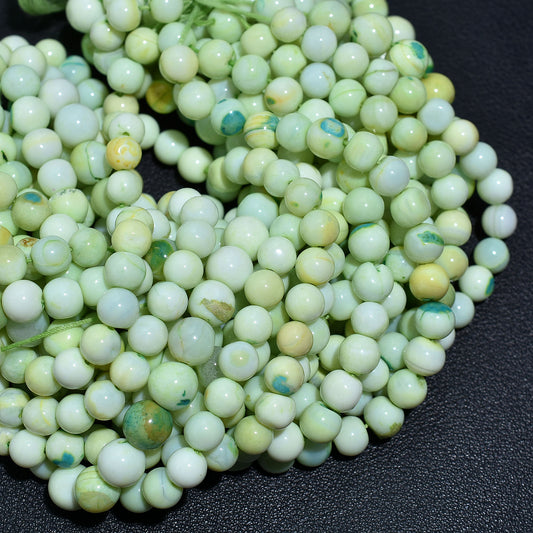 Mint Bloom Green Opal Smooth Round Gemstone Beads - 16 Inch Wholesale Strand For Designers & Crafters