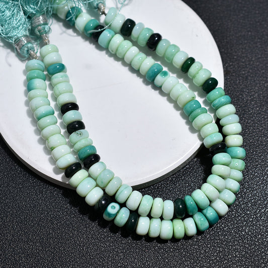 Earthy Green Opal Smooth Rondelle Beads – 7 Inch Gemstone Wholesale Strand For Designers & Crafters