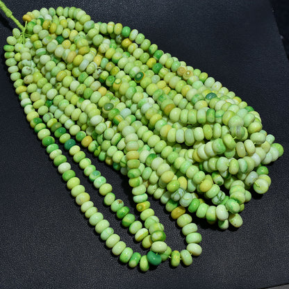 Parrot Green Opal Smooth Rondelle Gemstone Beads 16 Inch Strand Wholesale String For DIY Jewelry