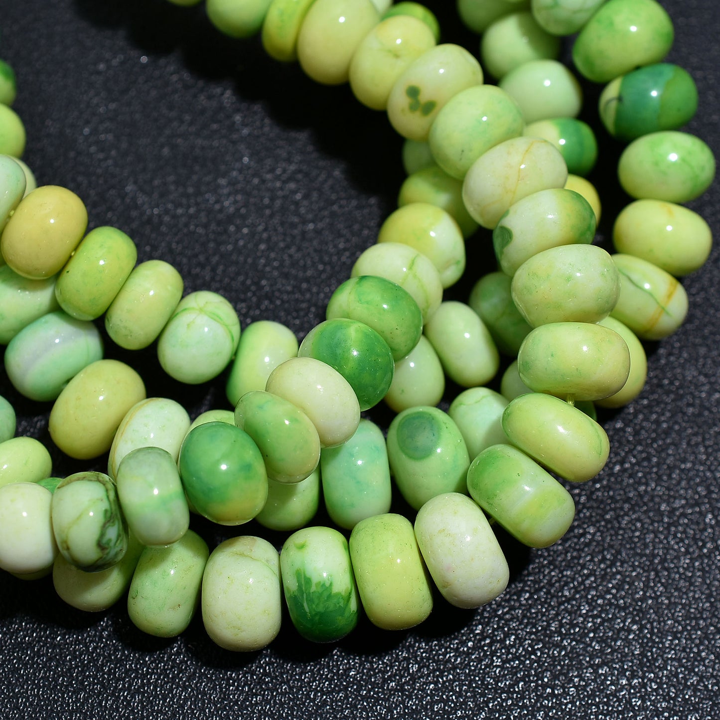 Lemon Green Opal Gemstone Beads – Smooth Rondelle 7 Inch Wholesale Strand For Jewelry Craft